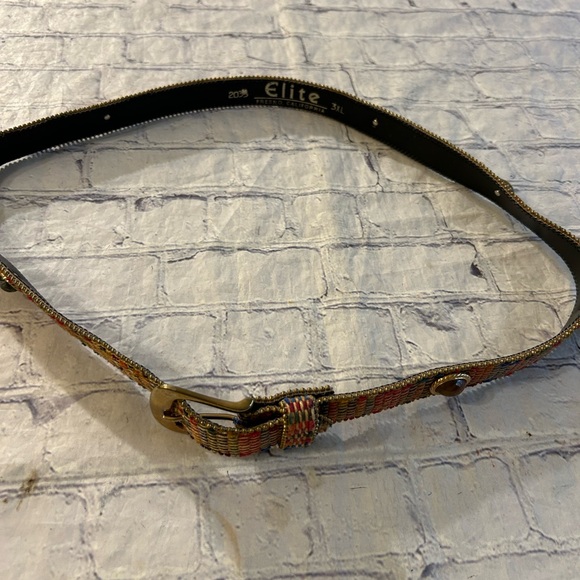 ELITE FRESNO CALIFORNIA COLORFUL FABRIC WITH COLORS STONES GOLD TONE BUCKLE - Picture 9 of 10